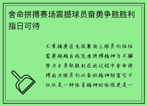 舍命拼搏赛场震撼球员奋勇争胜胜利指日可待